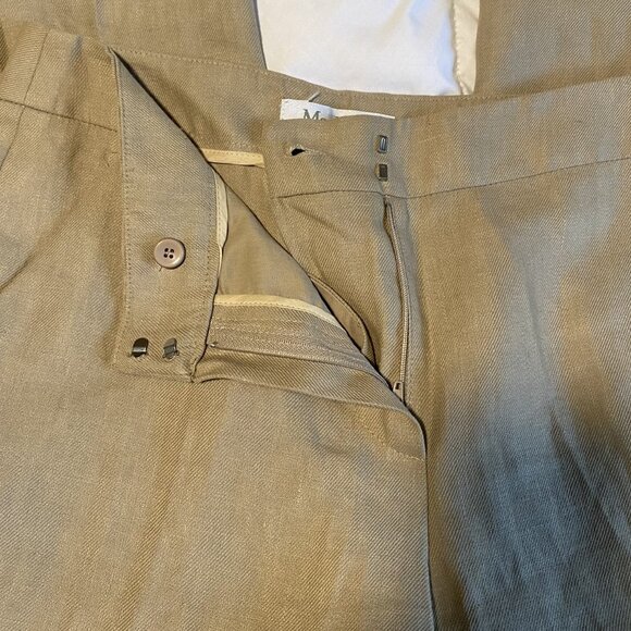 Max Mara Tan Linen Pants Women's Size 8 - Picture 5 of 8